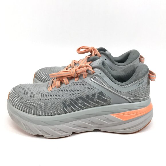 HOKA One One Bondi 7 Running Shoes Women's Size 6D Wide Harbor Mist Gray Comfort - Picture 6 of 12